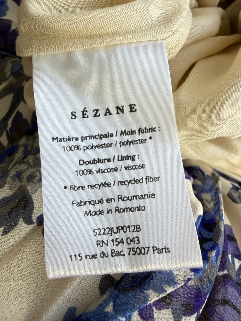 Sézane Dune Cream Pleated Skirt with Blue Flowers NWT 34 - Picture 5 of 8